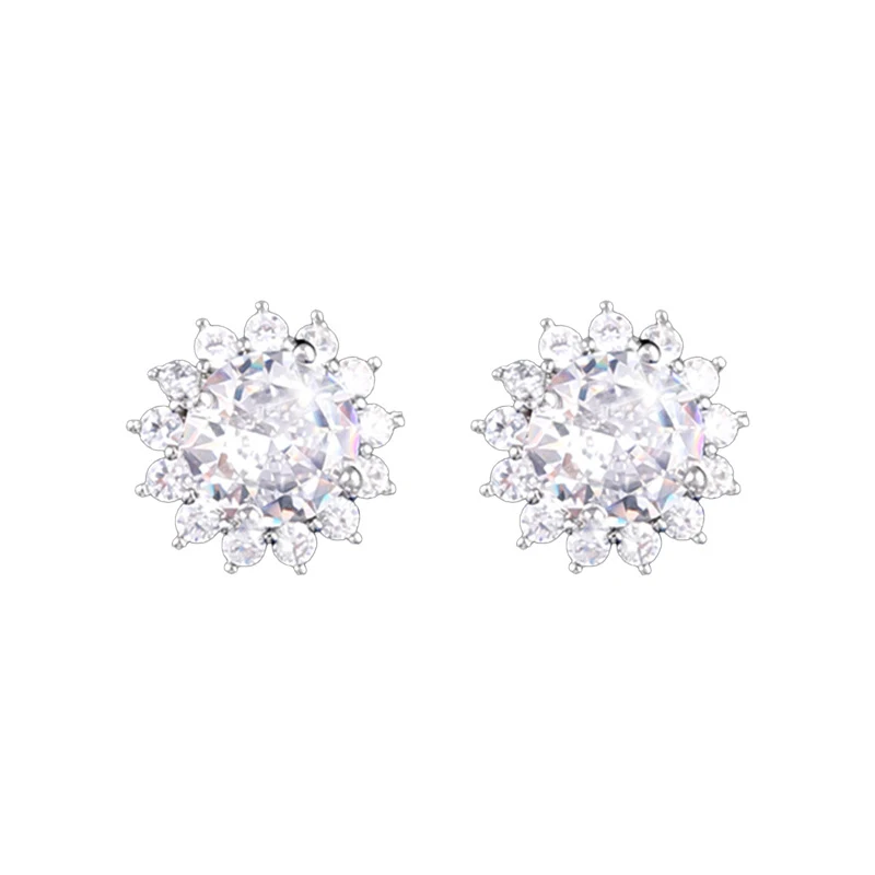 Pendientes de botón de girasol con micro circonitas incrustadas para mujer pequeños y elegantes, joyería de moda.