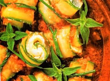 Greek Zucchini Rolls with Tomato Sauce