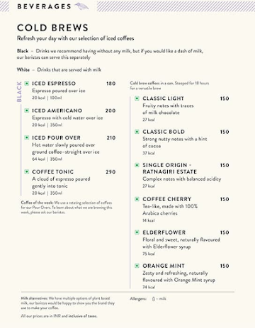 Blue Tokai Coffee Roasters menu 