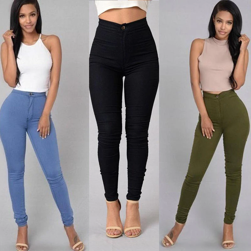 Leggings fins, taille fine et extensible, pantalon crayon moulant, jean couleur bonbon pour une silhouette affinée et un look tendance.