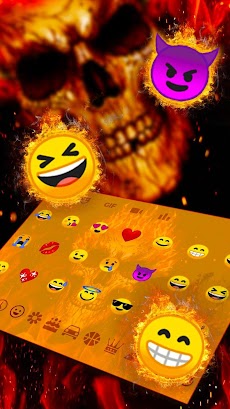 Fire Burning Skull Keyboard Themeのおすすめ画像3