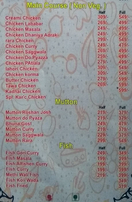 Kar C Lounge & Restaurant menu 