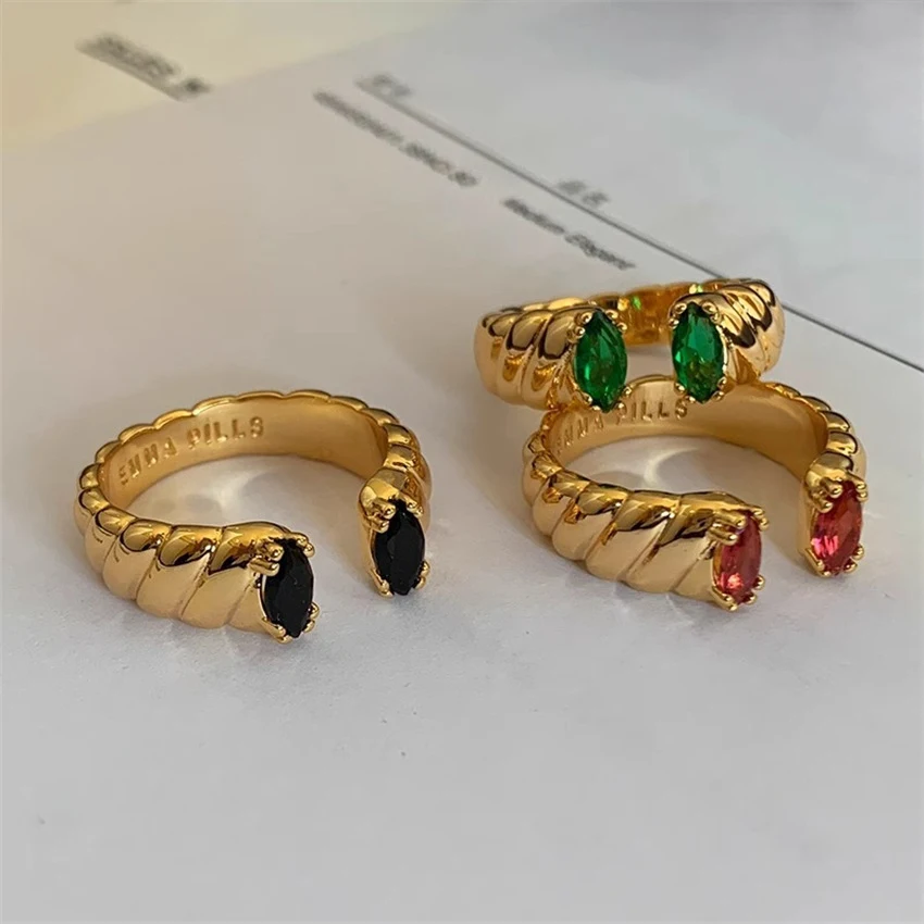Title 2, Bague ouverte avec pierres précieuses colorées ...