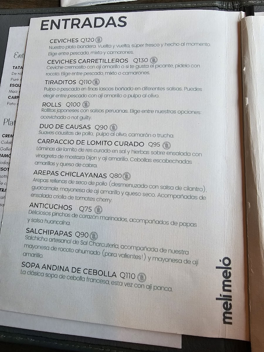 Melí Meló Fusión Peruana gluten-free menu