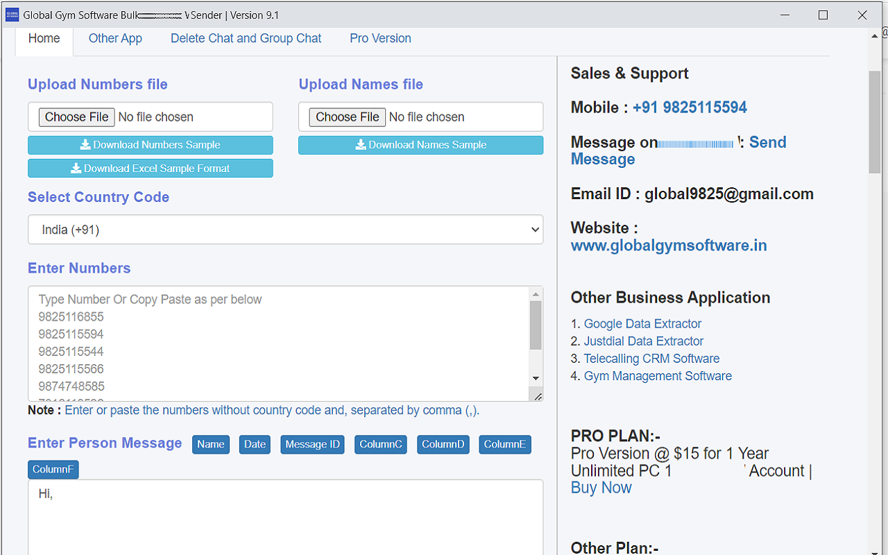 Free Bulk Message Sender Global Gym Software Preview image 5