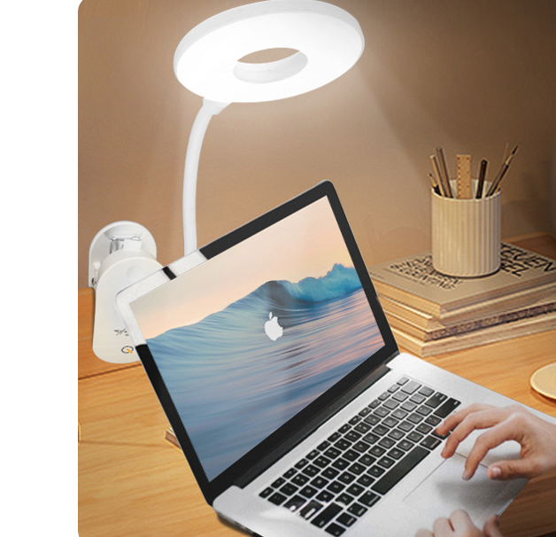 LED bureaulamp met oogbescherming, USB-opladen en clip. Ideaal voor studenten, slaapkamer, nachtkastje en leren.
