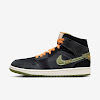 air jordan 1 mid se craft anthracite/black/bright mandarin/sky j light olive