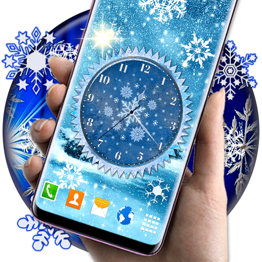 Download  Winter Snow Clock Wallpaper 