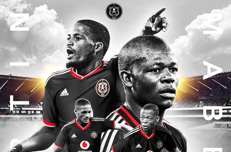 A promotional picture by Orlando Pirates announces the signings of Craig Martin (left) and Ndumiso Mabena.