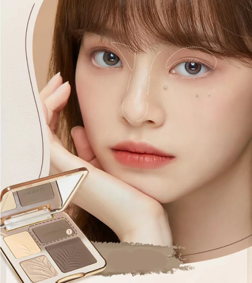 All-in-One Highlight & Contouring Palette Mat, Licht op, Schaduw, Licht op Schoolmeisje Look voor perfecte make-up
