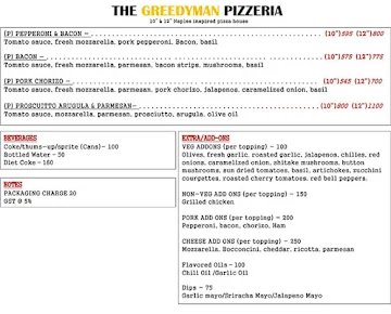 The Greedyman Pizzeria menu 