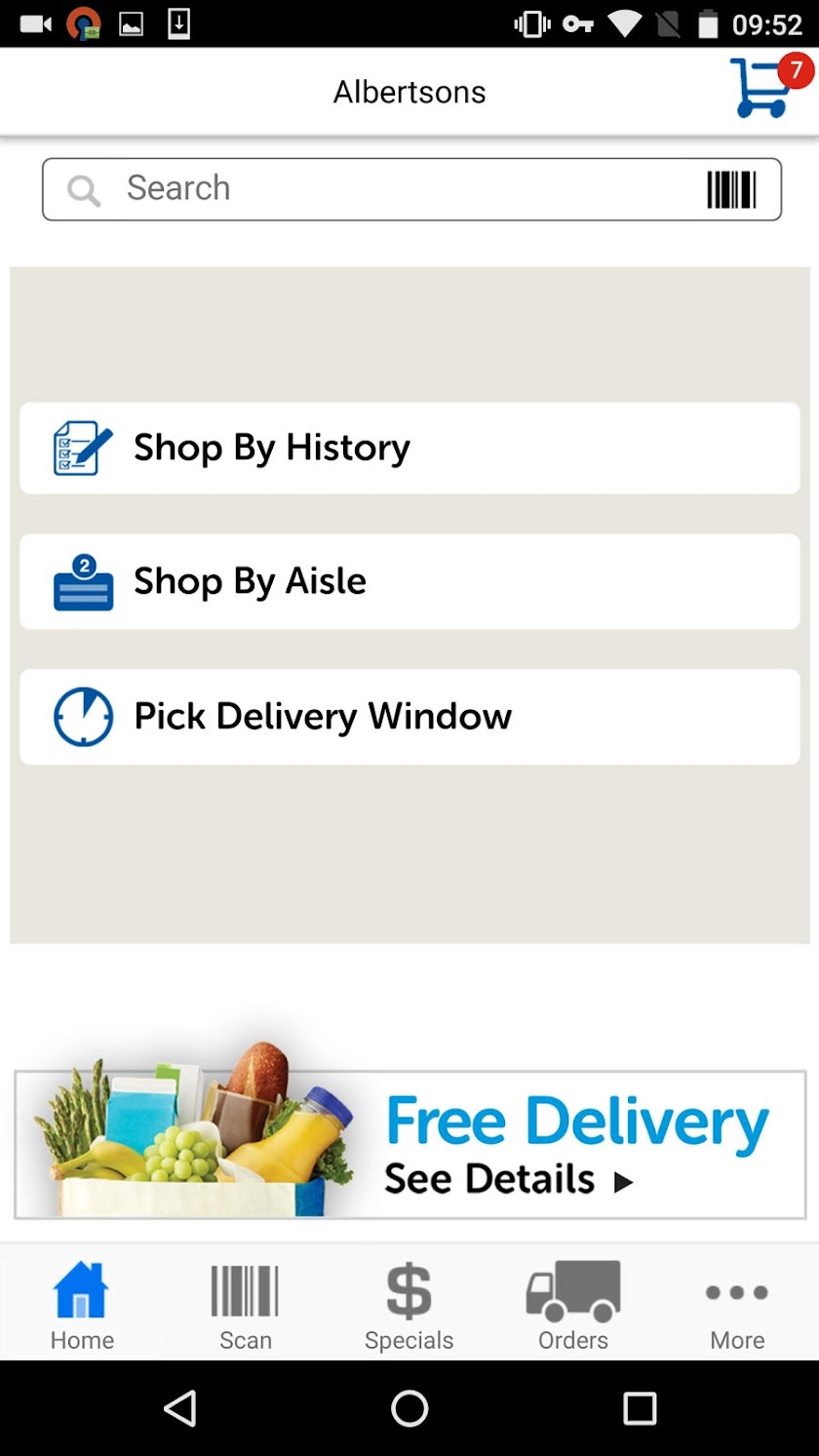 Albertsons Delivery Screen 1