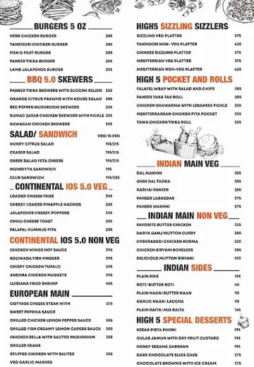 Cafe High 5 menu 