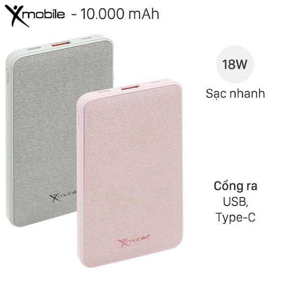 Pin Sạc Dự Phòng Polymer 10.000Mah Type C Pd Qc3.0 Xmobile P68D