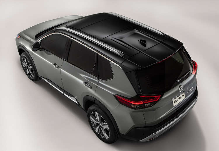 Dramatic rear styling with sharp angles and two-tone treatment.