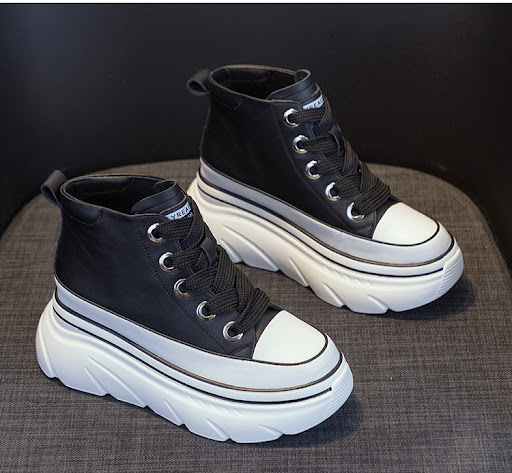 Title 13, Womens White Platform High-Top Sneakers Casual...