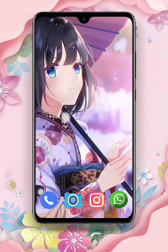 Cute Anime in Kimono Costume Live Wallpaper HD 4K