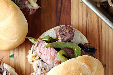 Sheet Pan Cheese Steak Sandwiches