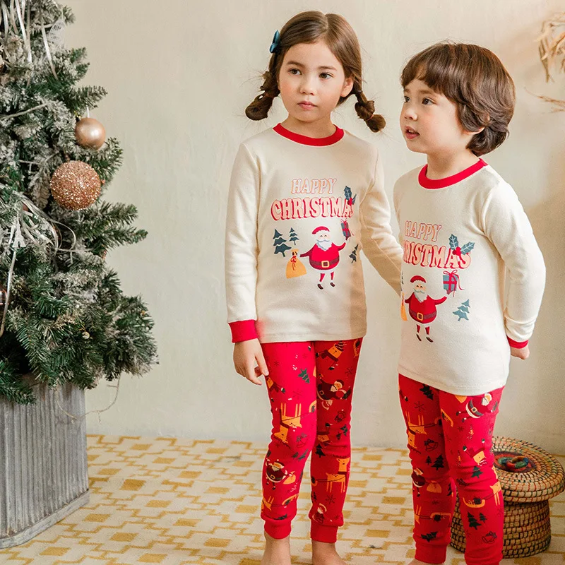 Calças compridas de menino para primavera, outono e inverno, pijama de algodão com suéter, conforto e aconchego para noites tranquilas.