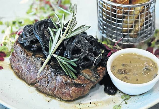 Beer-infused mushroom fillet.