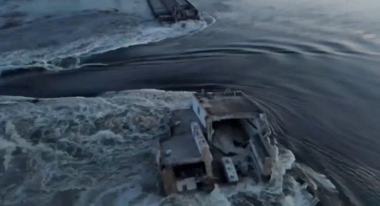 A general view of the Nova Kakhovka dam that was breached in Kherson region, Ukraine June 6, 2023