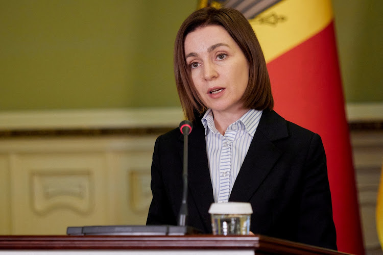 Moldova's President Maia Sandu at a news conference in Kyiv, Ukraine on June 27 2022. File Picture: Ukrainian Presidential Press Service via REUTERS