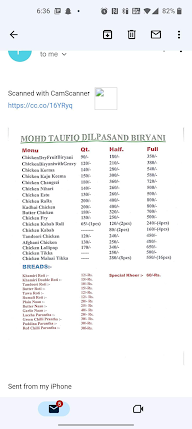 Mohd Taufiq Dil Pasand Biryani menu 1