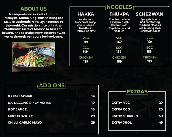 Momo King menu 