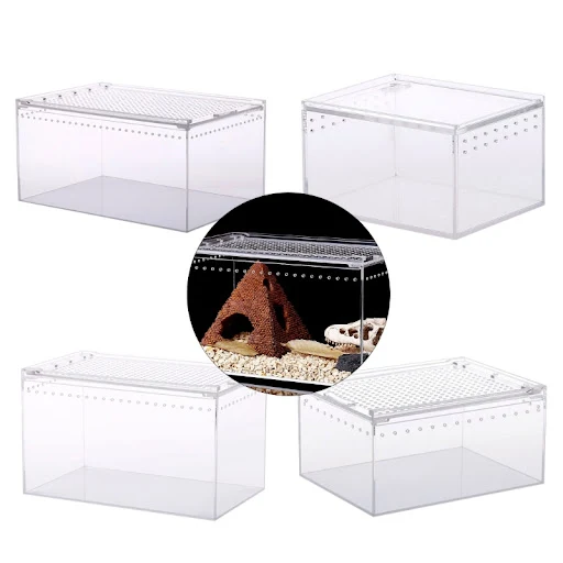 Acrylic Cage Breeding Box Terrarium Clear Feeding Habitat for Snake Small Pet Isopods Lizards Roaches Insect
