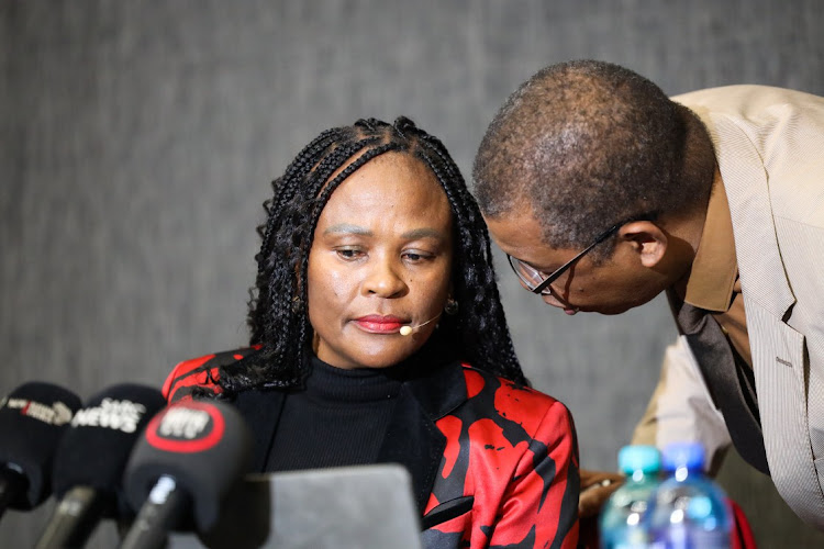 Busisiwe Mkhwebane is shown during a media briefing in Sandton in this June 13 2023 file photo. Picture: LUBABALO LESOLLE/GALLO IMAGES