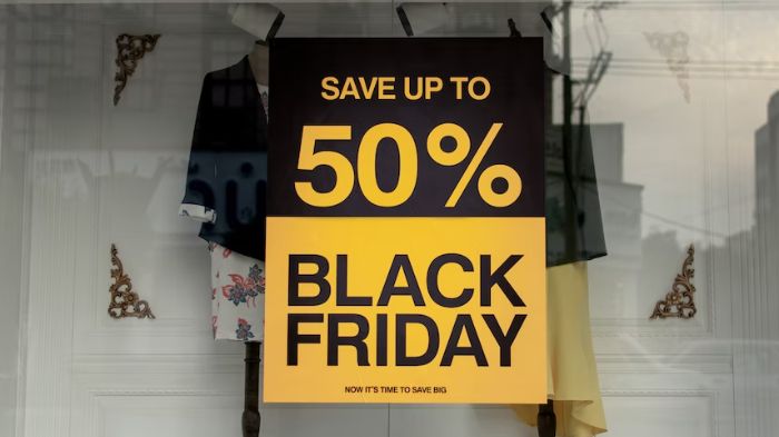 advertisement for 50% black friday sale