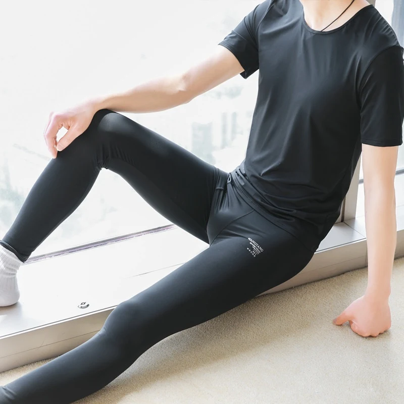 Men's Ice Silk Bottoming Shirt Home Wear Lightweight and Breathable Comfortable and Soft Ideal as Base Layer or Underwea