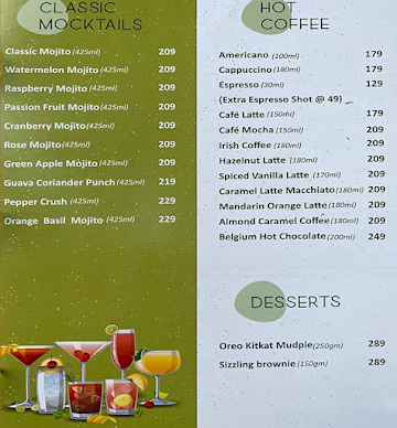 Varie Tea menu 