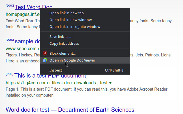 Open the link in Google™ Docs chrome extension