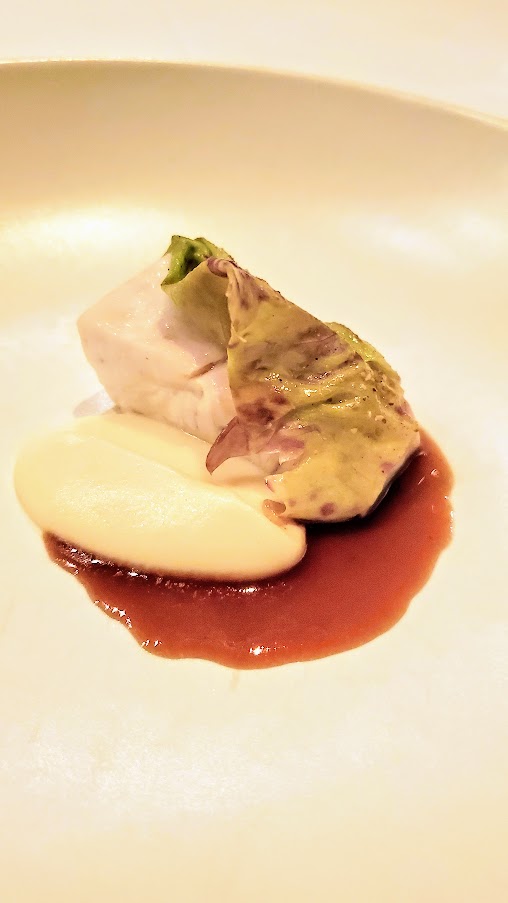 Chef's Menu Experience at Castagna: Gently steamed kanpachi, sauce blanchet, celeriac cream.