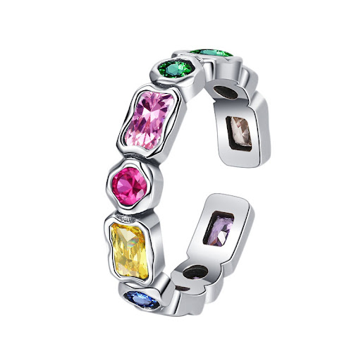 Title 5, S925 Sterling Silver Color Matching Geometric R...
