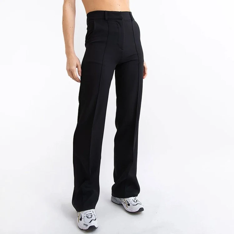 Pantalones de vestir casuales de negocios para mujer, color sólido, sencillos y elegantes, ideales para el día a día y el trabajo.