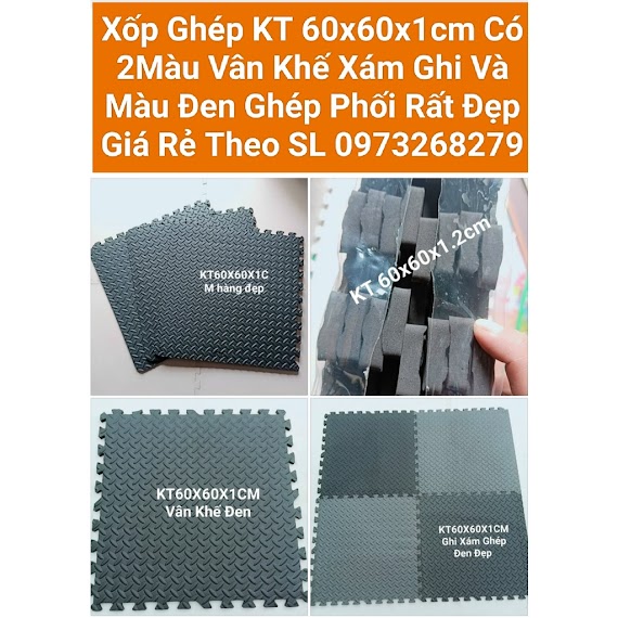 Thảm Xốp Vân Khế Đen Kt60X60X1Cm Hàng Có Viền Khóa Chung Quanh Đẹp Giá 14000