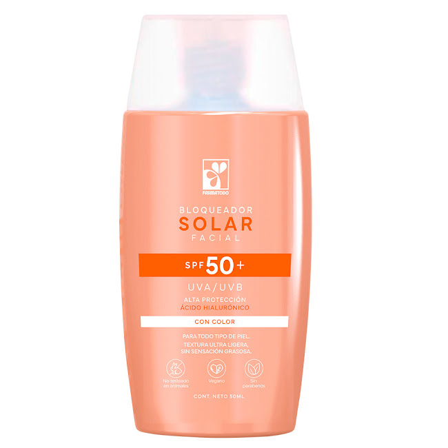 Bloqueador Solar Facial   Farmatodo Spf 50+ Con Color Acido Hialuronico x 50 ml 