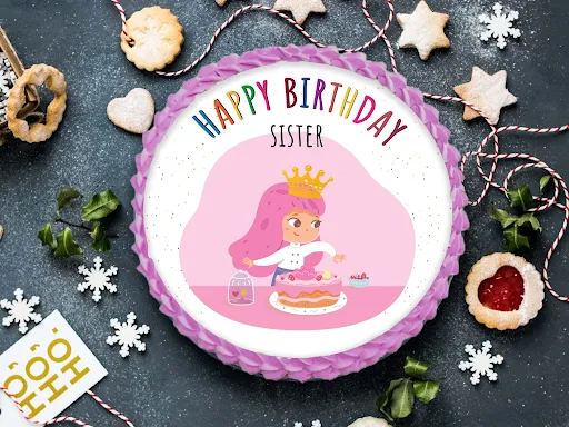 Happy Birthday Sister Photo Cake