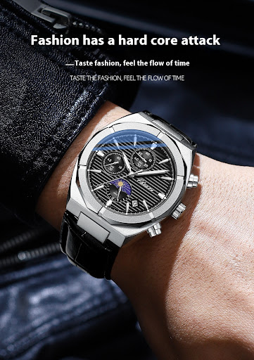 Title 15, Multi-functional Mens Moon Phase Calendar Chro...