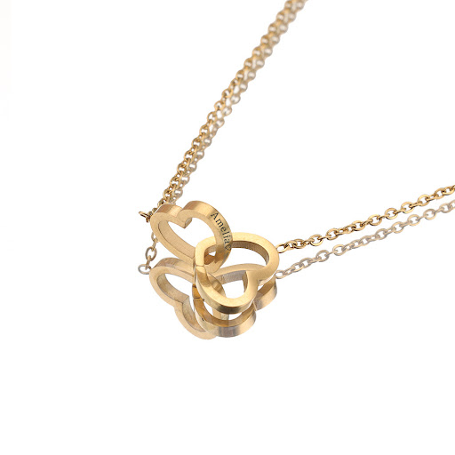 Title 5, Personalized Name Necklace Double Heart Forever...