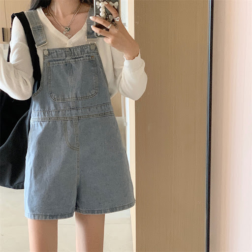 Title 2, Denim Suspender Shorts Womens Summer