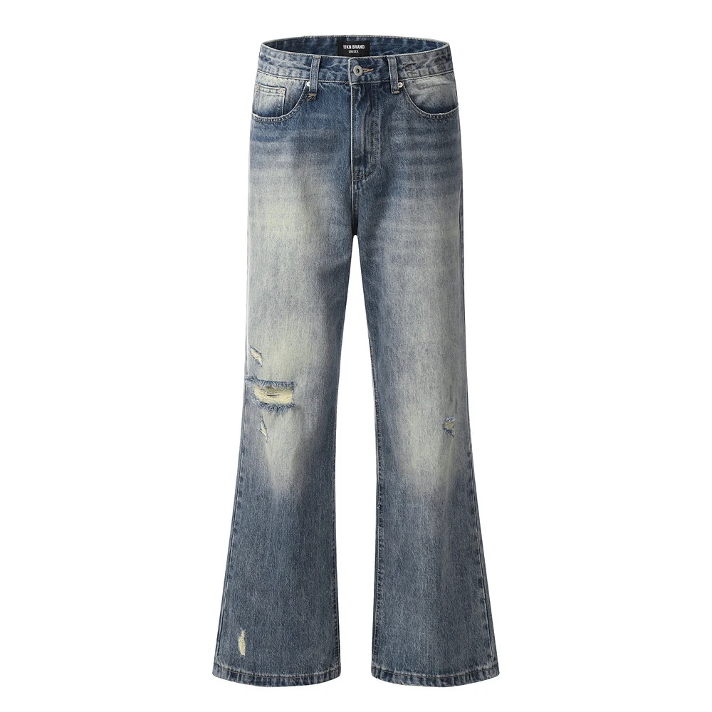Title 11, Fashion Holes Denim Heren Bootcut Broek | Comfo...