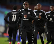 Former Orlando Pirates striker Gabadinho Mhango warming up during a DStv Premiership match against Mamelodi Sundowns at Loftus Versfeld Stadium on December 17, 2021 in Pretoria.