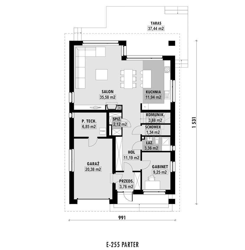 Zdjęcie rzutu Rzut parteru projektu domu