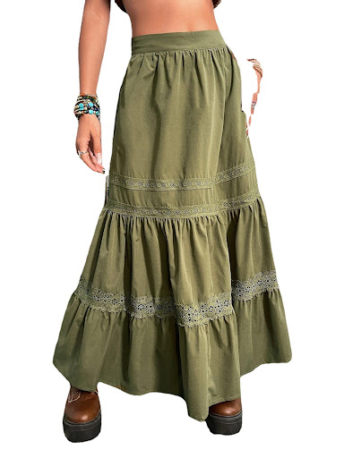 Title 5, Womens Solid Color Vintage Lace Splicing Half-...