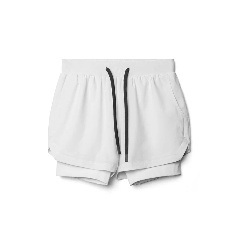 Calça jogger esportiva masculina dupla camada, duas peças falsas. Ideal para corrida e treinos. Conforto e liberdade de movimento.