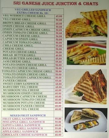 Sri Ganesh Juice Junction And Chats menu 