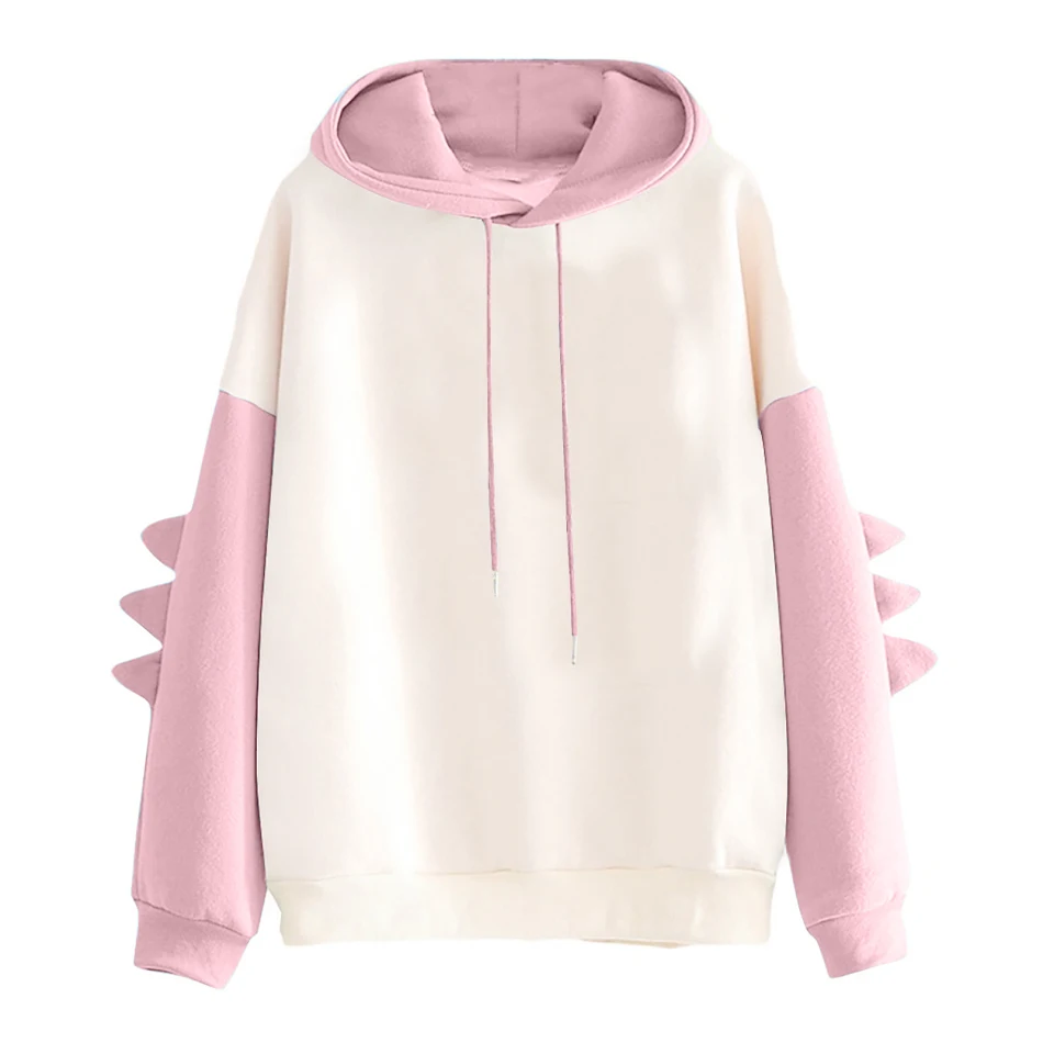 Cartoon dinosaurus contrast kleur universiteitsstijl Koreaans trui. Comfortabele trui voor een trendy, casual en jeugdige look.
